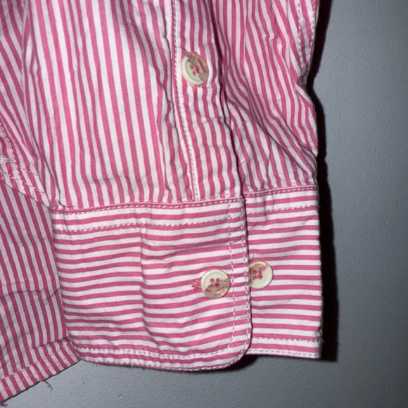 We The Free Pink Stripe Cotton Collar Button Up Smocking Small - Picture 7 of 7